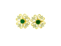 Modern Bloom Green Stone Gold Plated Studs