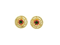 Concentric Circle Gold Plated Stone Studs