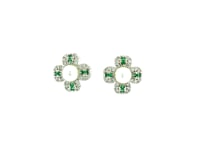Diamond Clover Flower Earrings