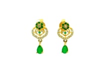 Emerald Green Dangle Gold Plated Earrings