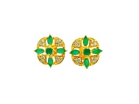Vibrant Green Stone Gold Plated Studs