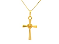 Heart Cross Gold Pendant