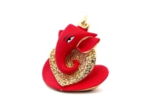 Silver Statue of Crimson Majesty Lord Ganesha