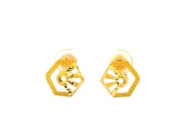 Gleamming Hexagon Gold Studs