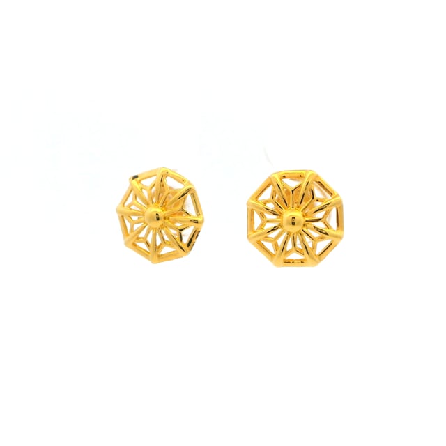 Bold Floral Shine Gold Earrings for Women