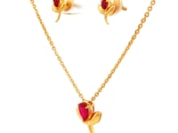9k Rosy Flora Gold Necklace Set