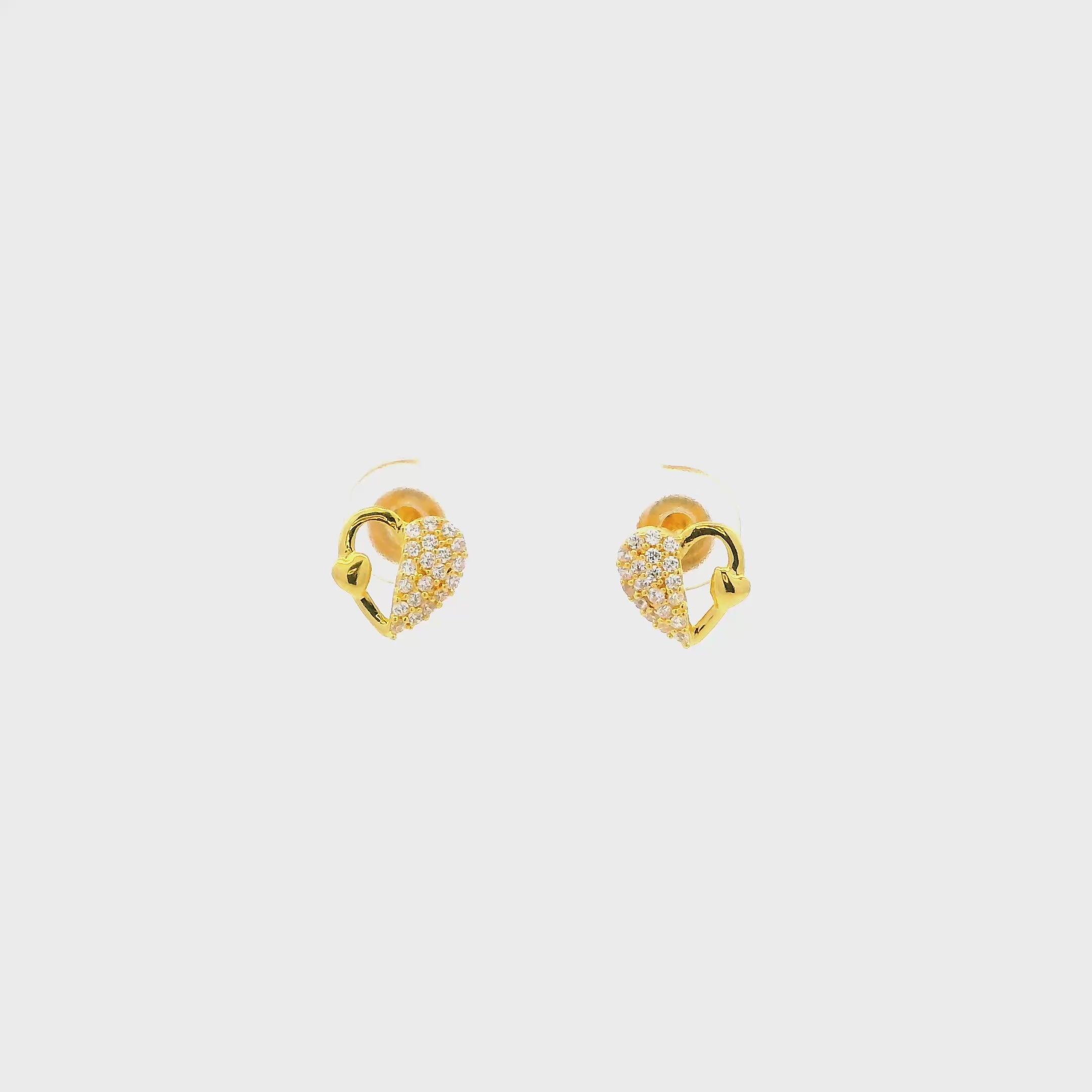 Dazzling Hearts Gold Studs