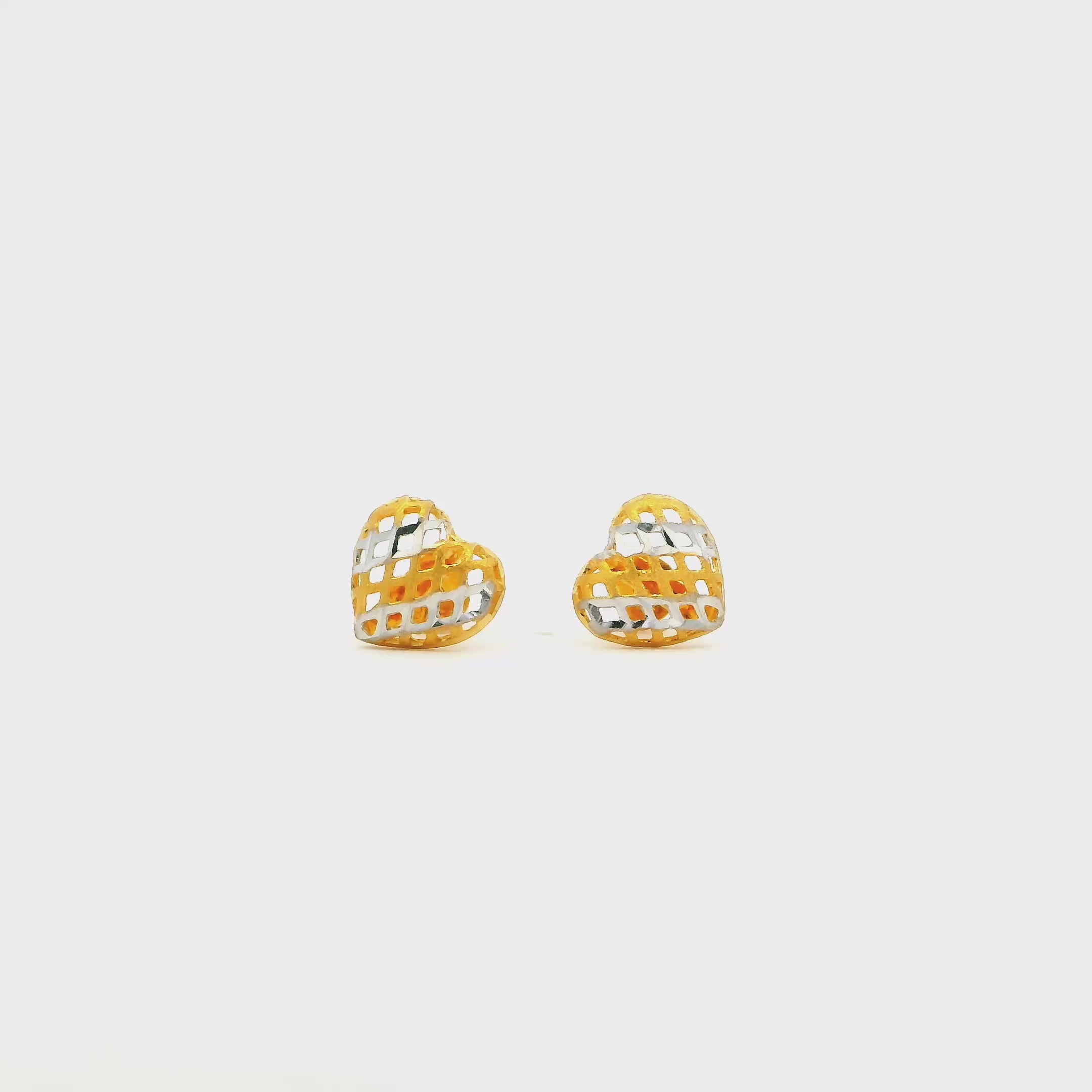 Glittering Hearts Gold Studs