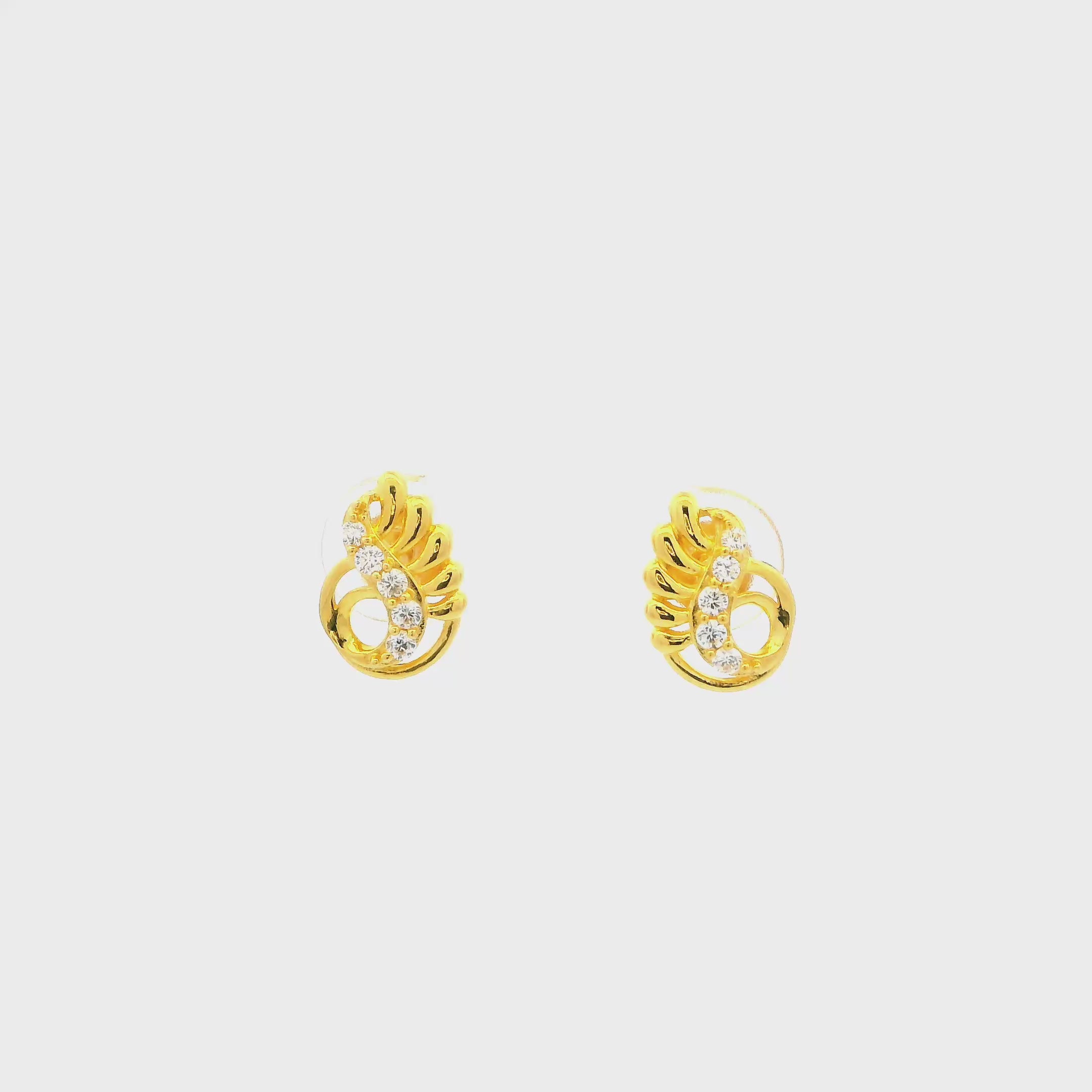 Whimsy Paisley Gold Studs