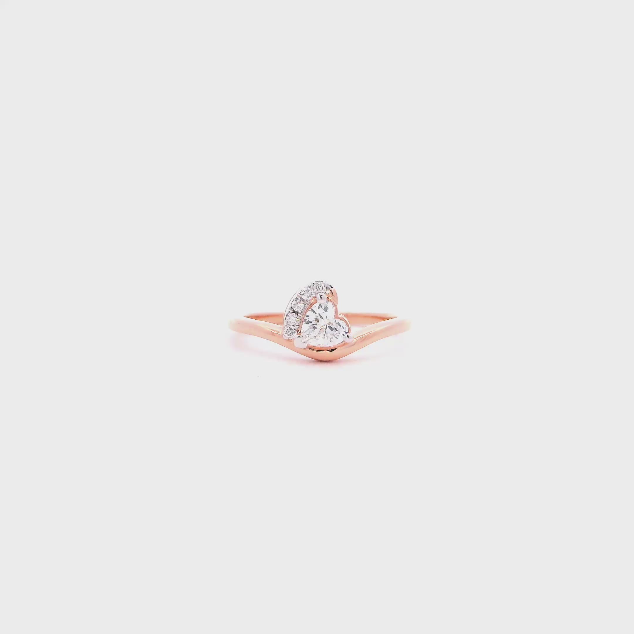 Glorious Heart 14K Rose Lab Grown Diamond Ring For Women