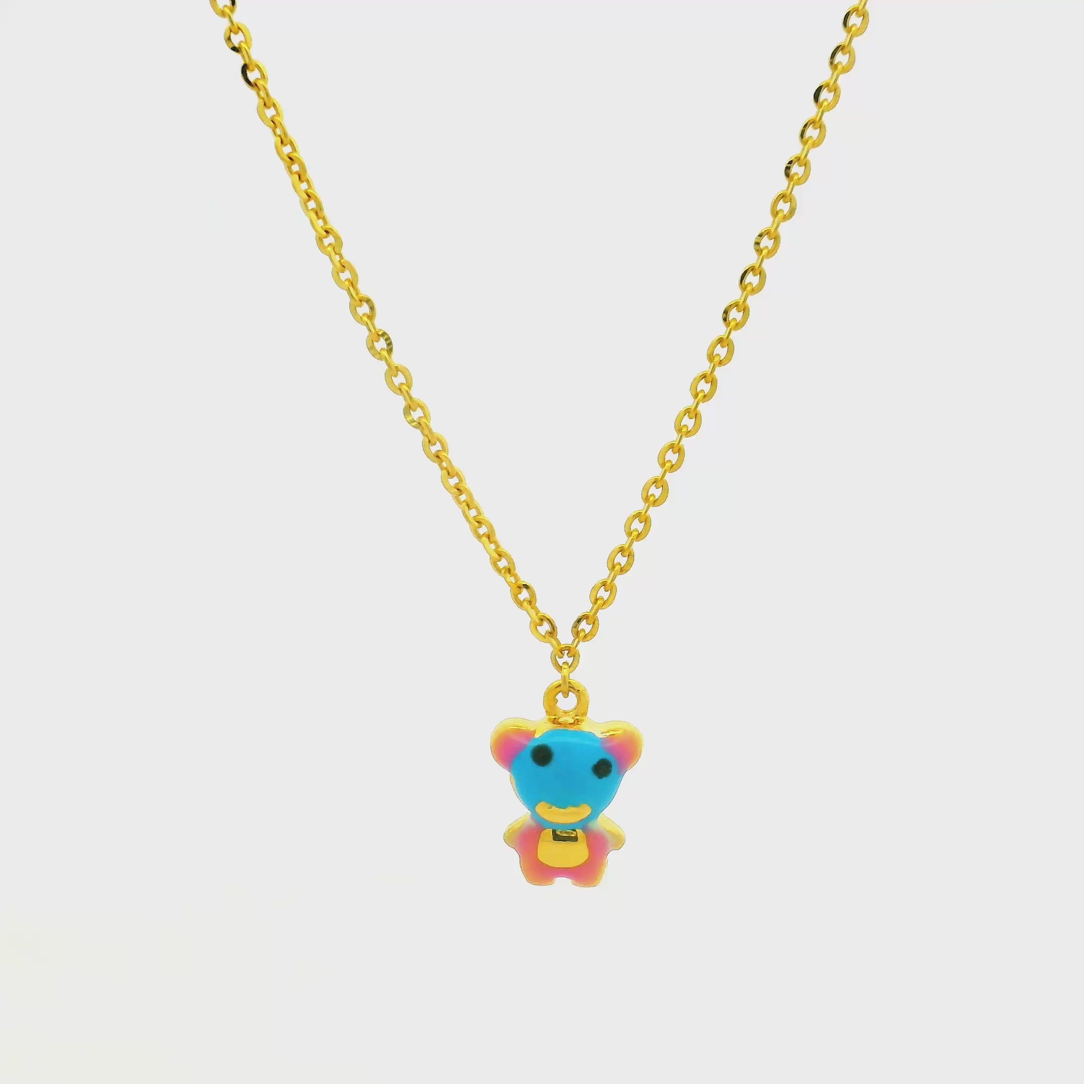 Jolly Teddy Gold Locket for Kids