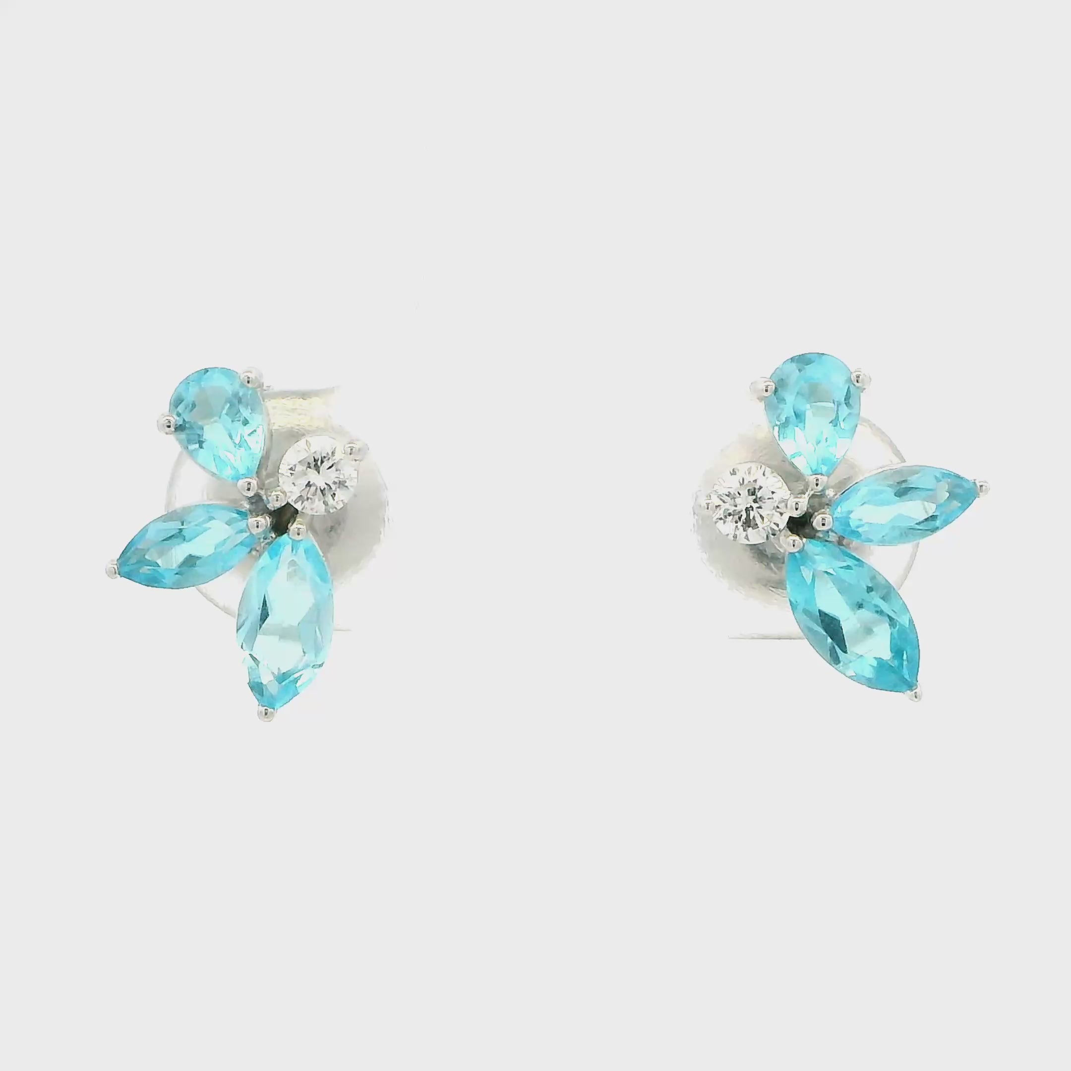 9K Lab Grown Diamond Colorstone Earrings