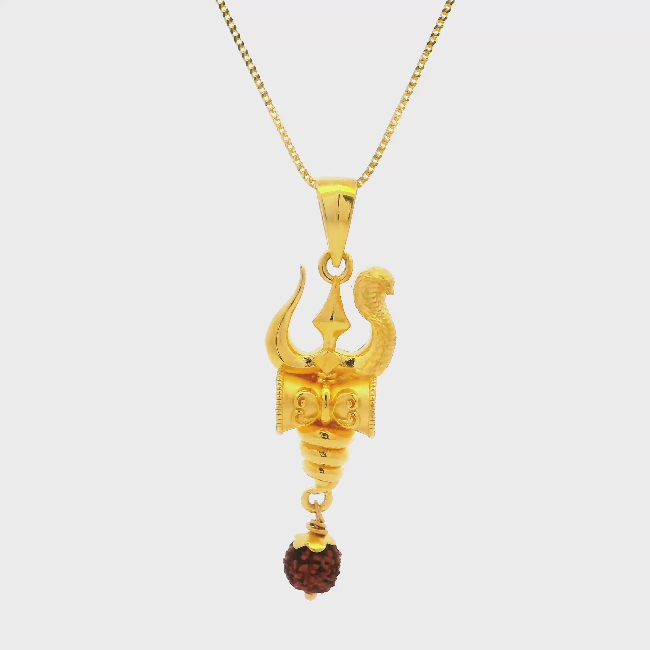 Blessed 22K Gold Trishul & Rudraksha Locket for Men