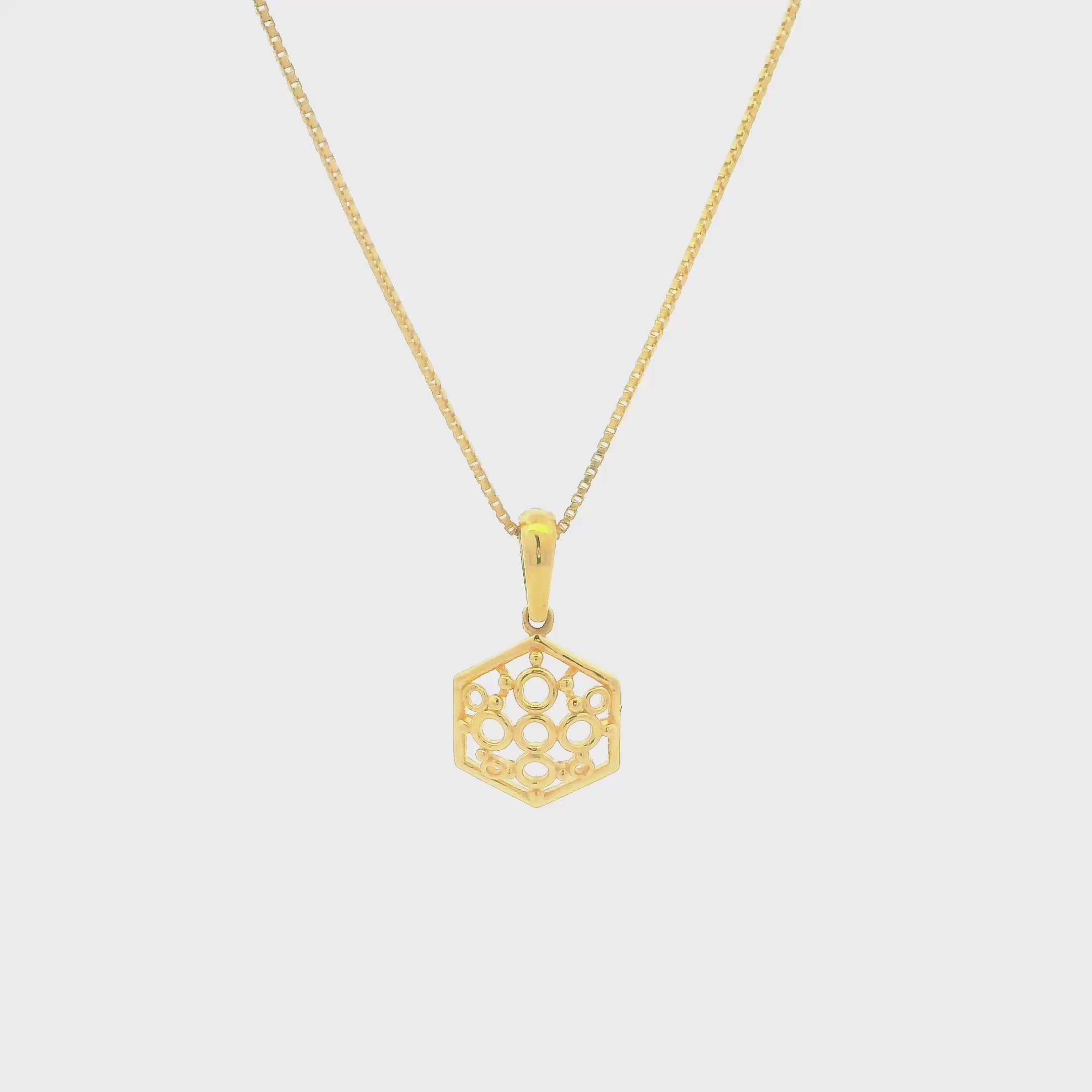 Honey Comb Gleam Gold Pendant for Women