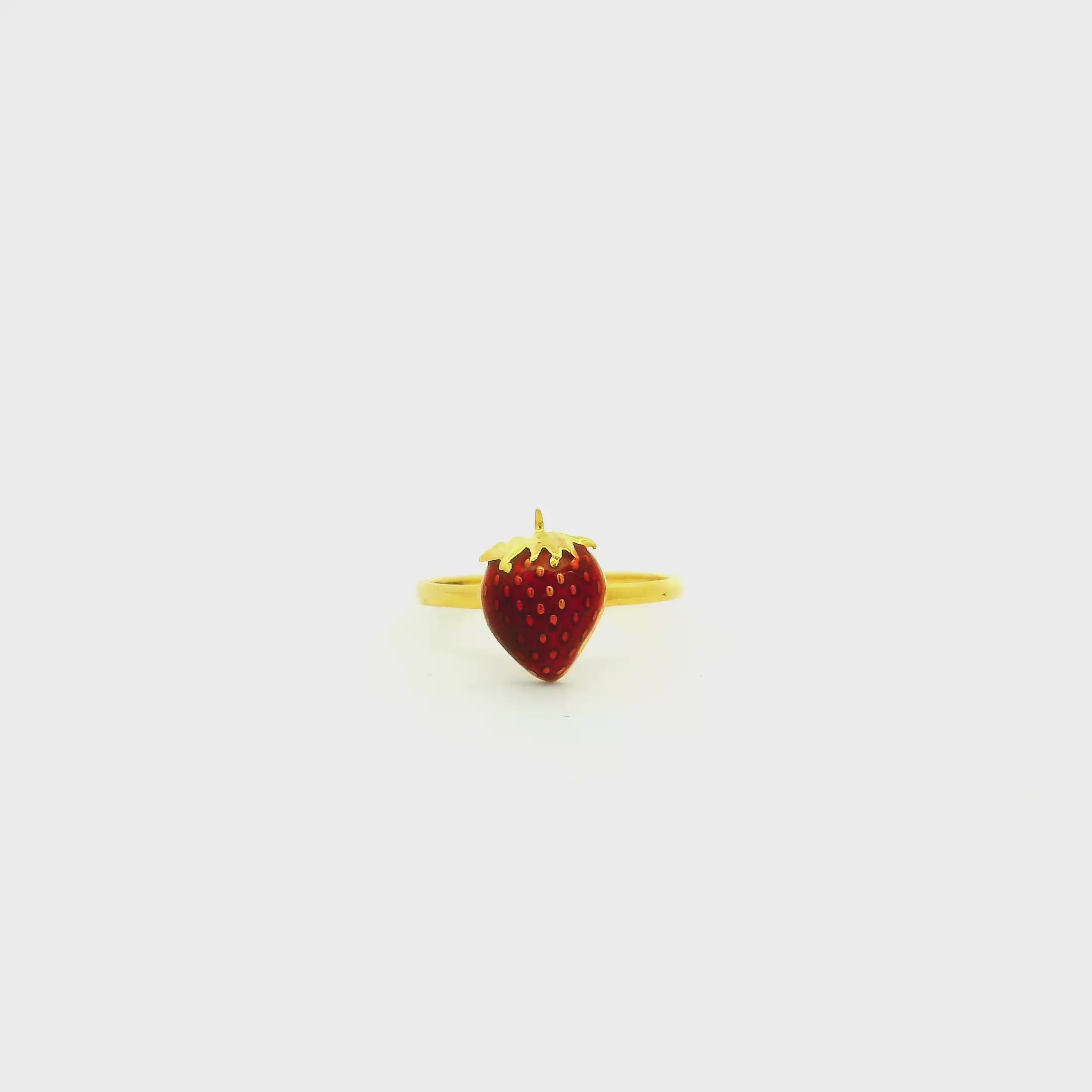 Pretty Strawberry Charm Gold Kids Ring