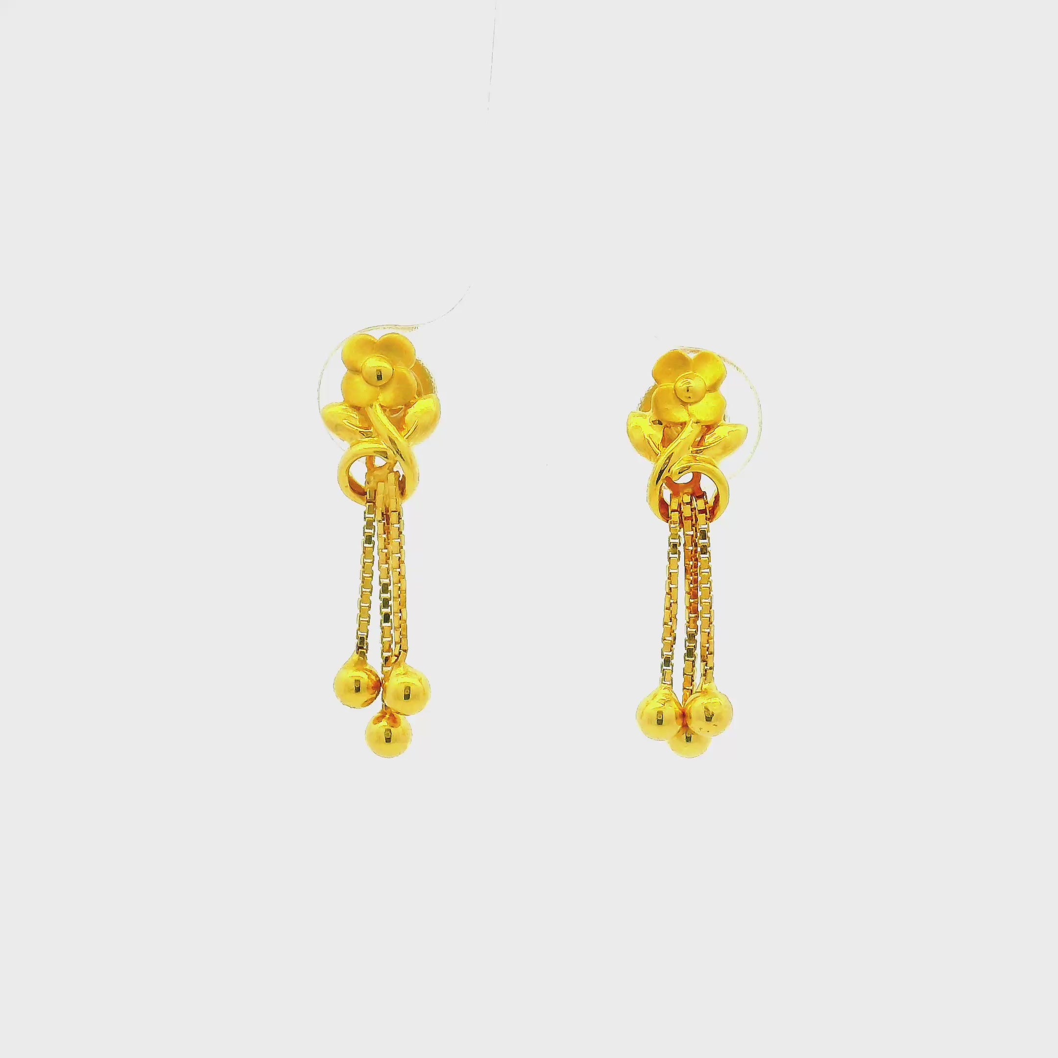 Graceful Blossom 18K Gold Danglers