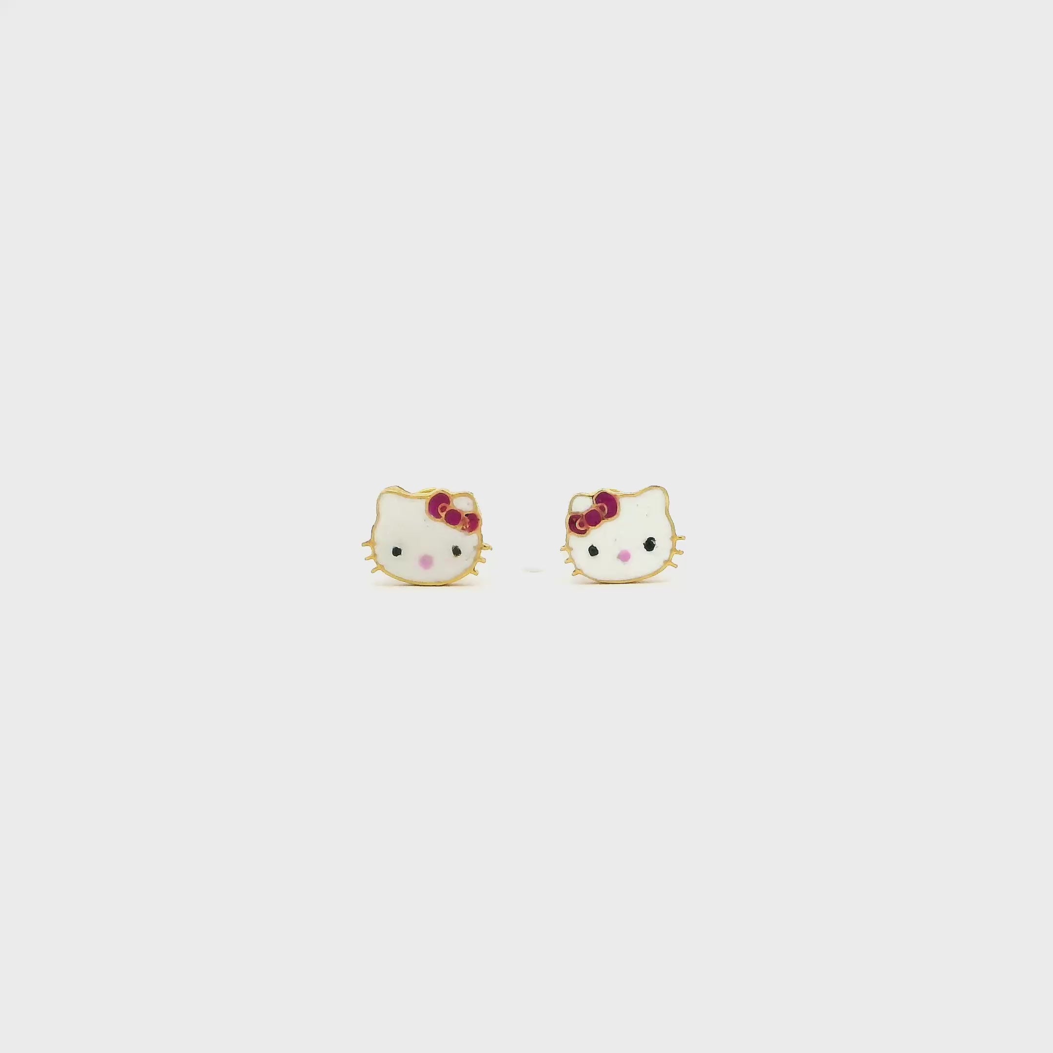 Cute Kitty Gold Earrings for Kids