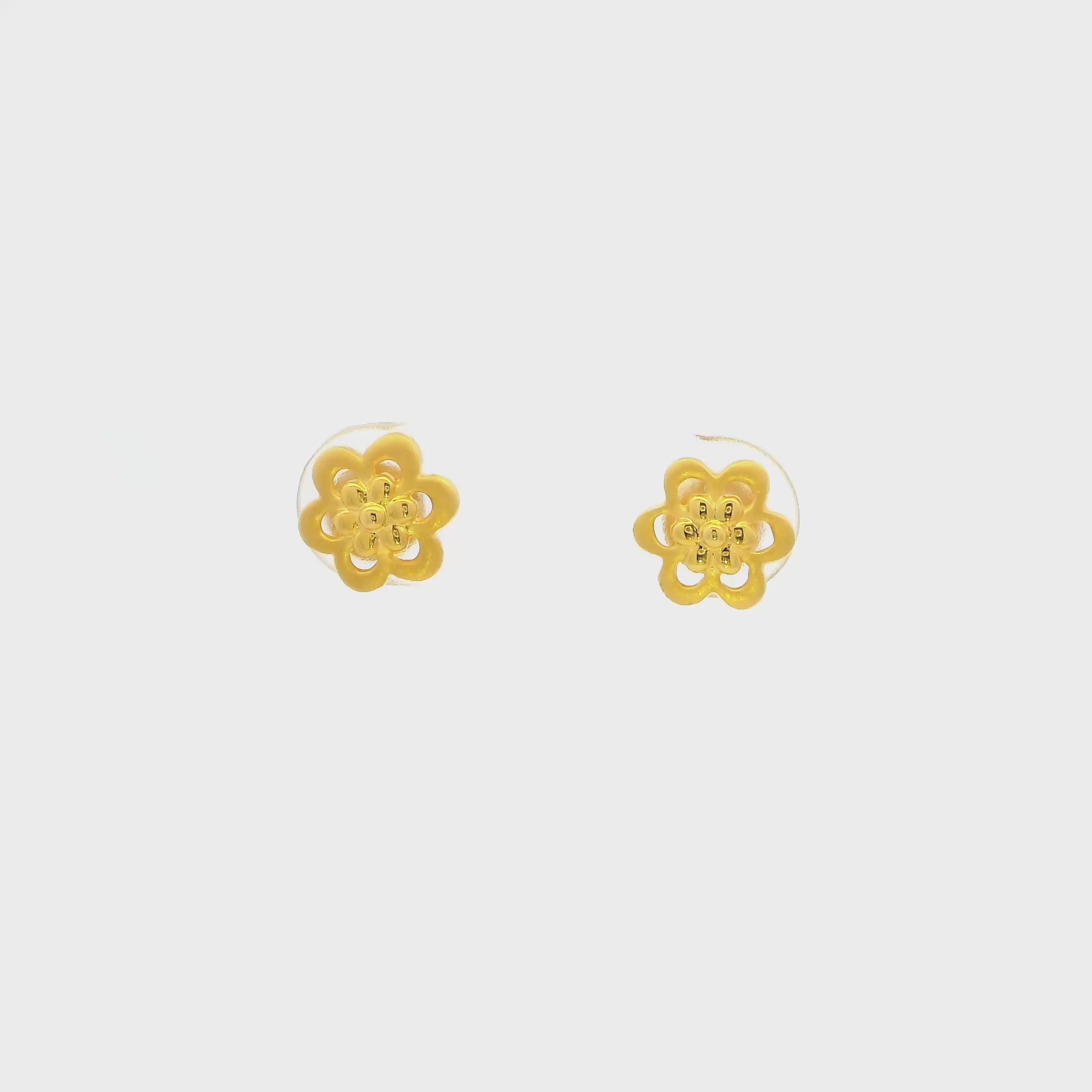 Petite Floral Charm Gold Earrings for Women