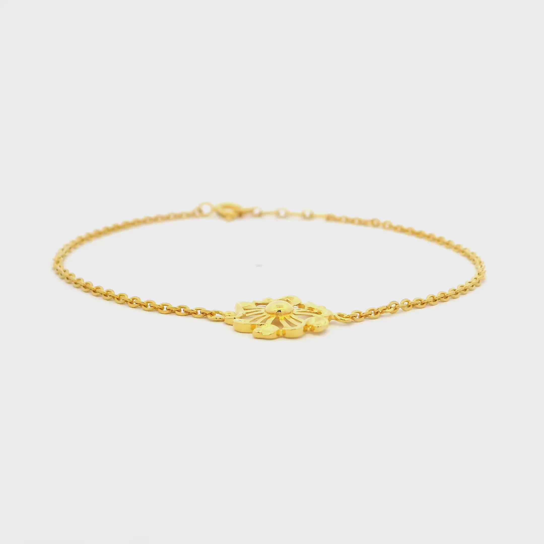 Floral Charm Gold Bracelet for Women