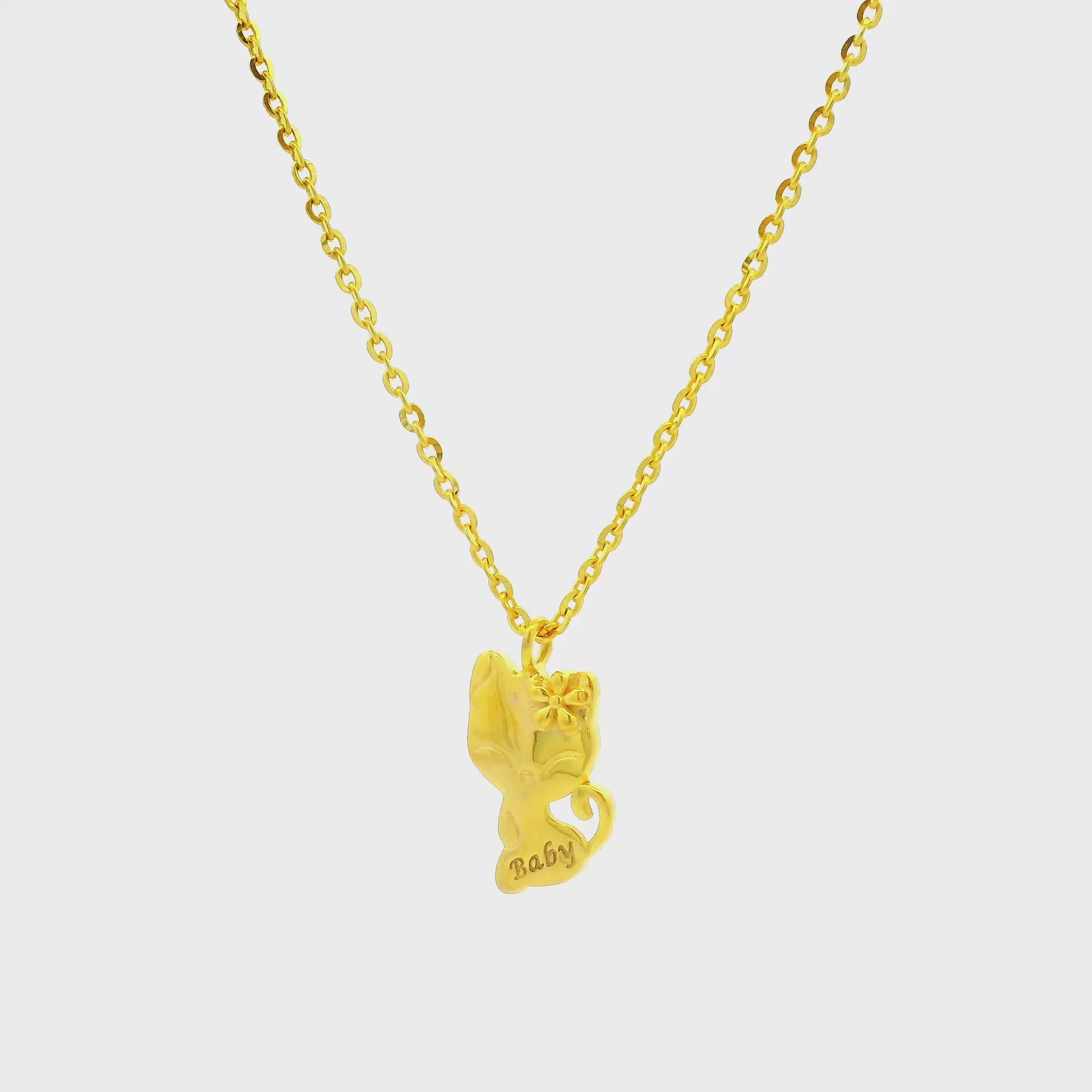 Pretty Kitty Gold Locket with Chain for Kids