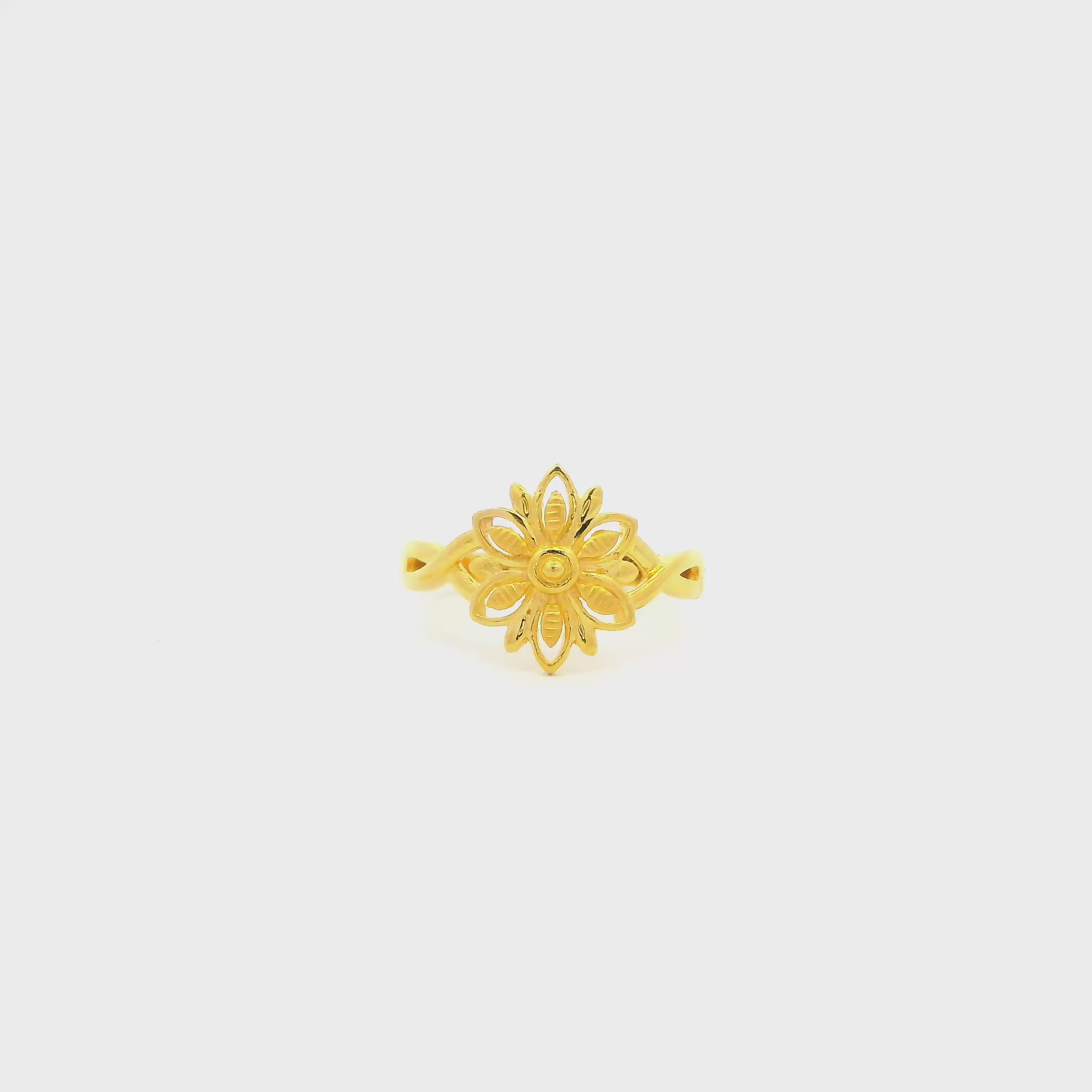 Sunburst Glimmer Gold Ring for Women