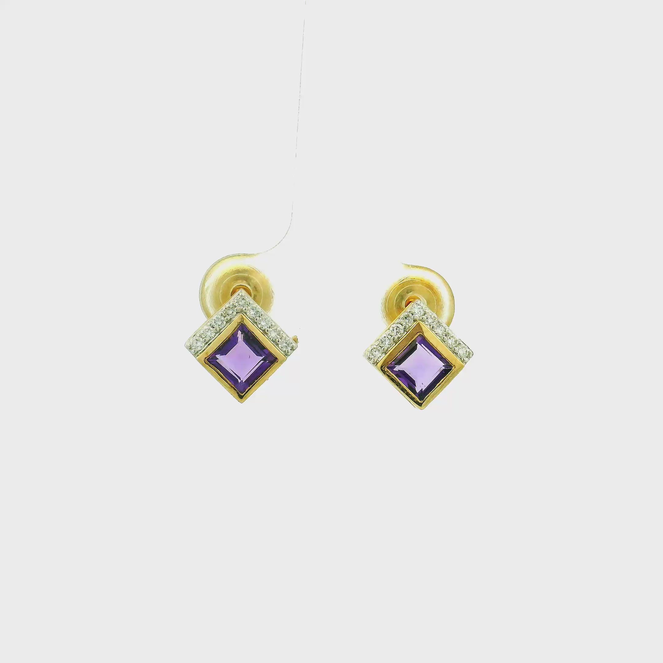 9K Lab Grown Diamond Colorstone Earrings