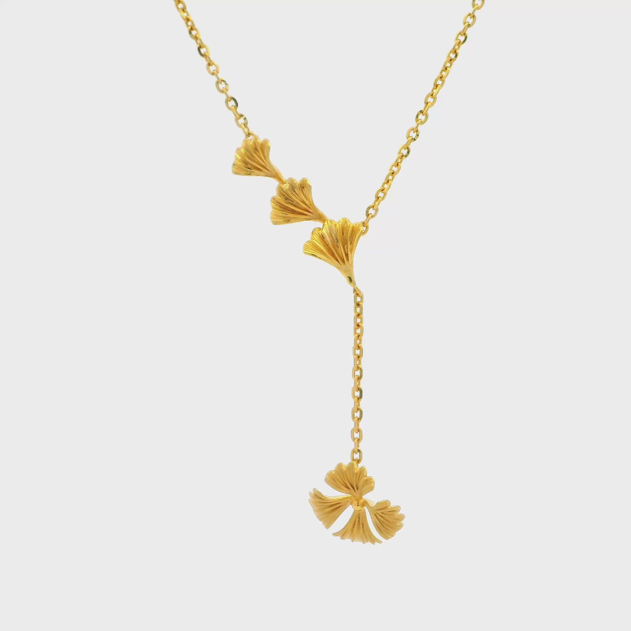 Glossy Blossom Charm 22K Gold Necklace