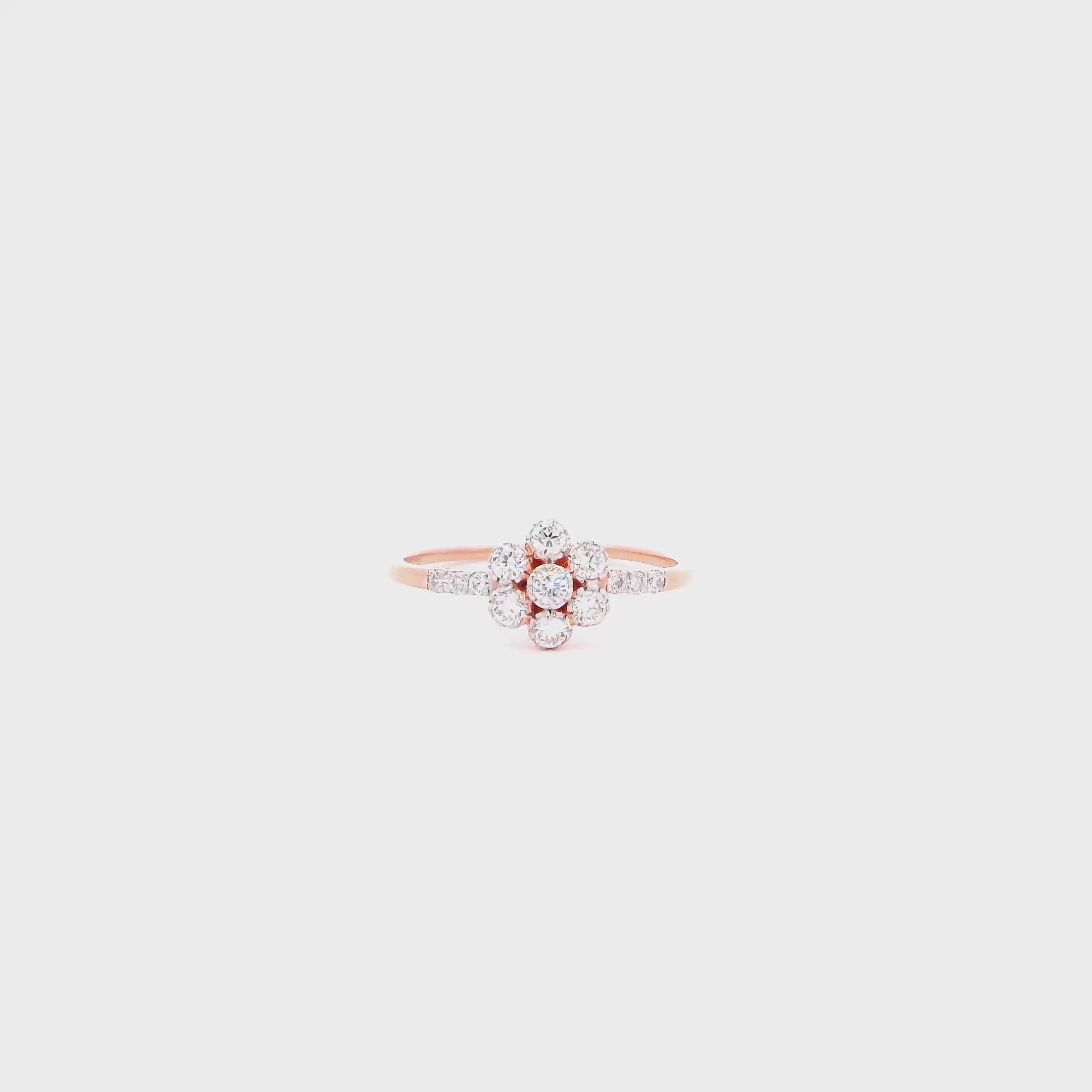 Dazzling Blossom 14K Rose Lab Grown Diamond Ring For Women