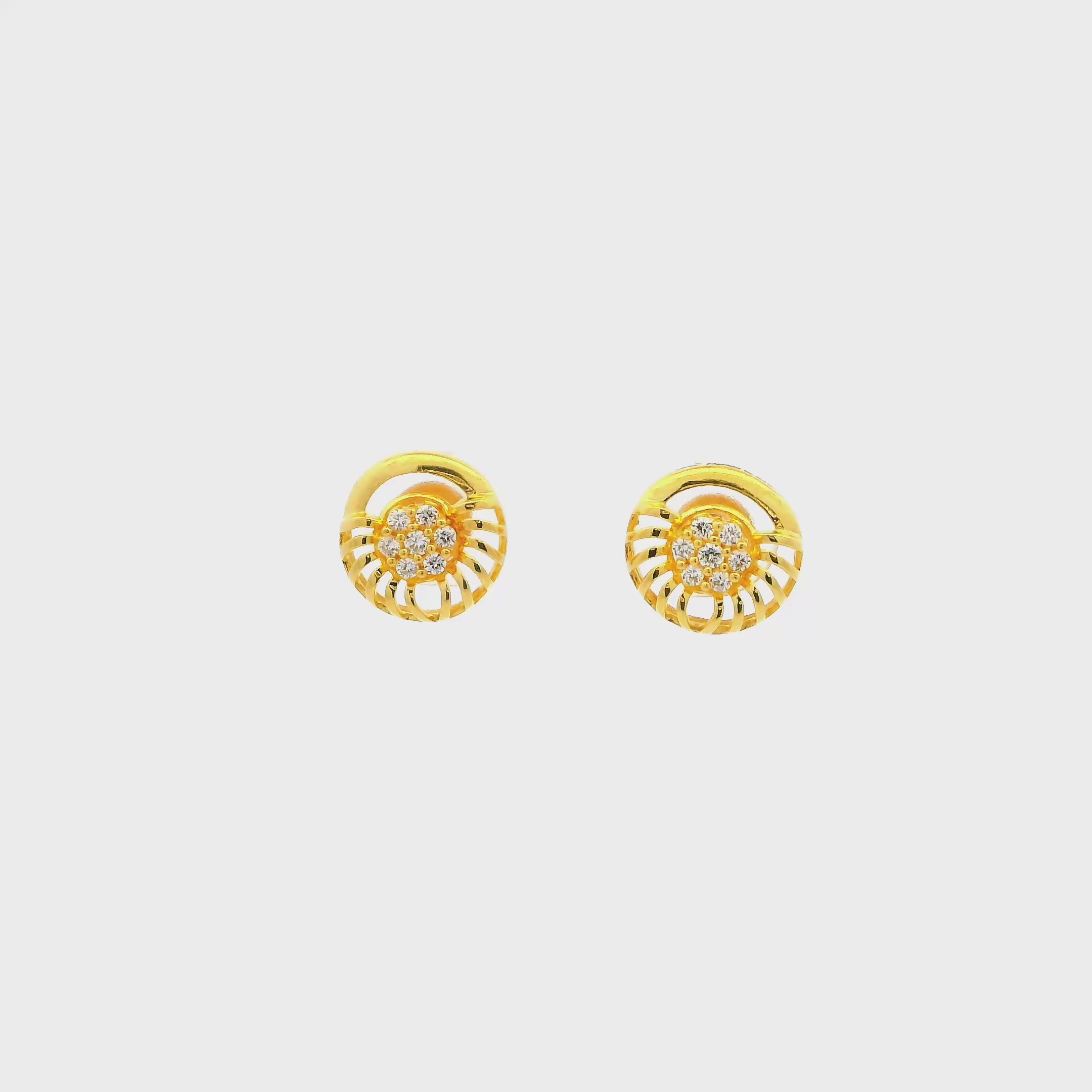 Dazzling Twirls Gold Studs