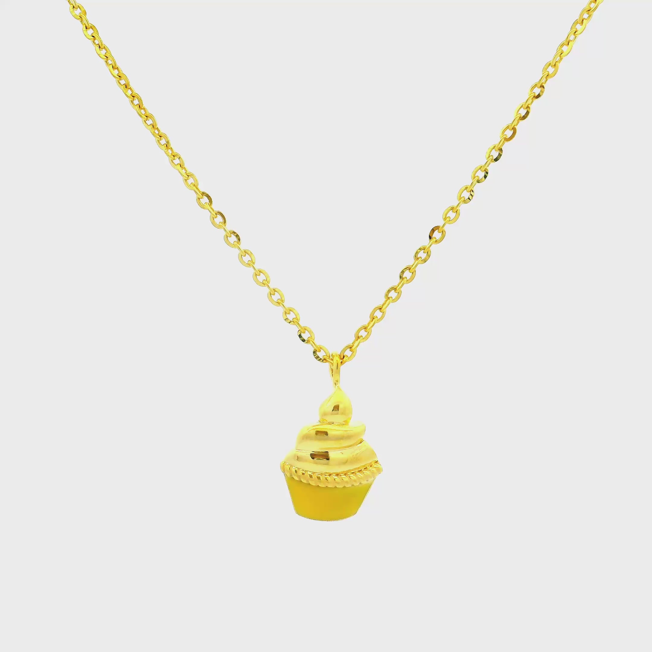 Gold Yummy Cupcake Locket with Chain for Kids