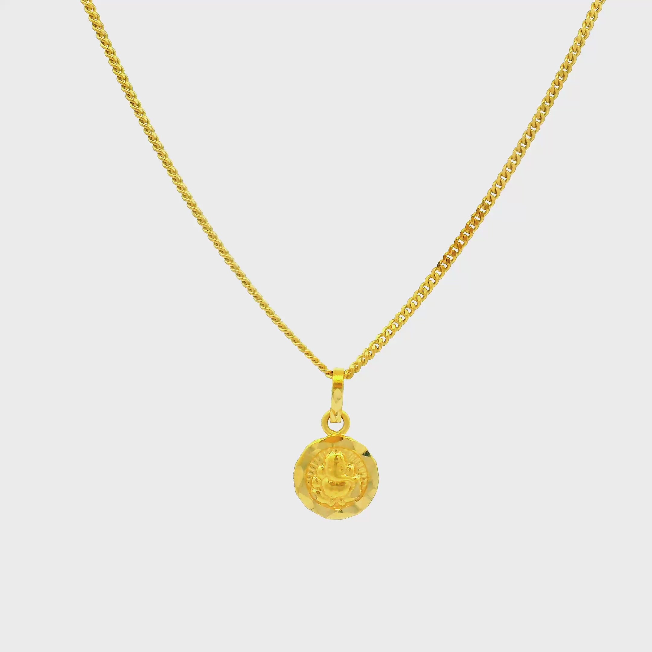 Adorable Bal Ganesha Gold Locket with Chain for Kids