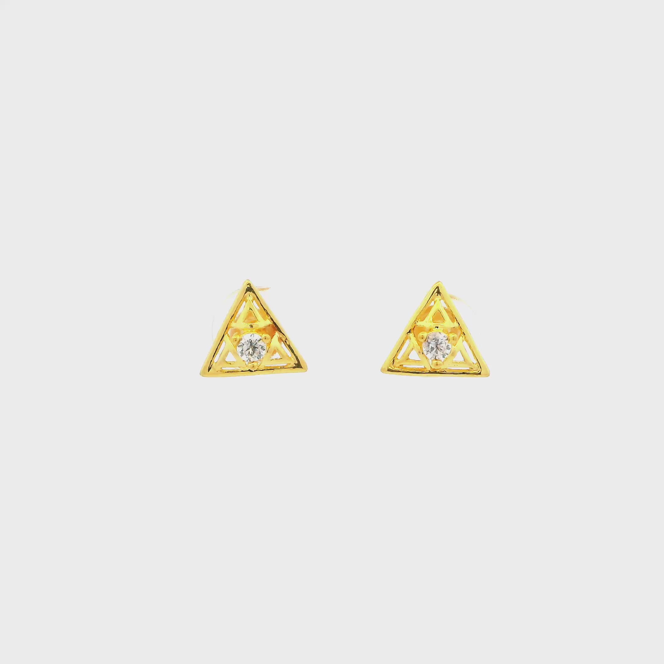 Modish Trigonal Gold Studs