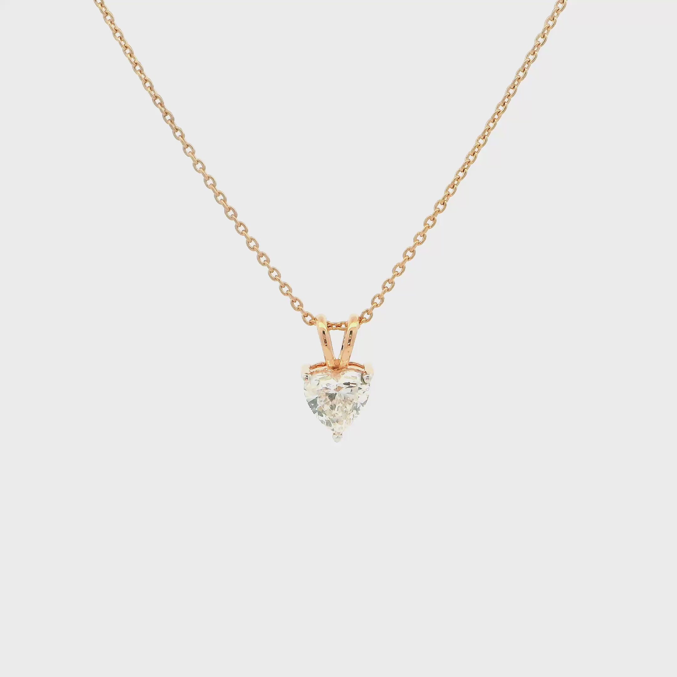 Shimmering Heart 14K Lab Grown Diamond Pendant
