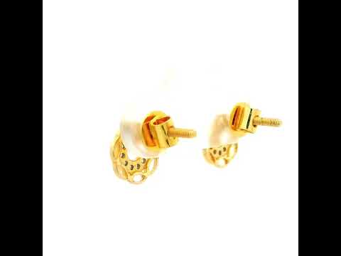14K Graceful Diamond Studs With Floral Detail