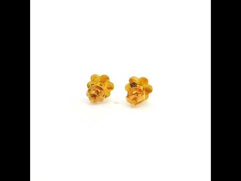 Charming Floral Stud Earrings In 22K