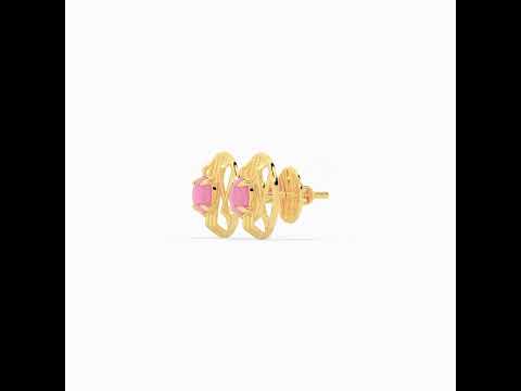 Stylish Oblong Gold Studs 18K