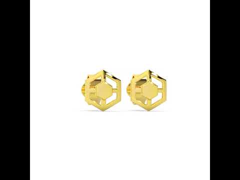 Bold Hexa Glory 14K Gold Studs
