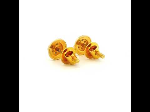 Radiant Circular 14K Gold Stud Earrings