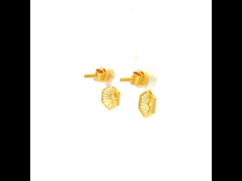 Modest Glow Gold Hexa Studs for Women
