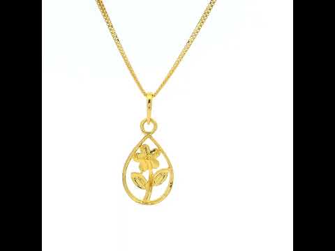 Artistic Floral Charm Gold Pendant