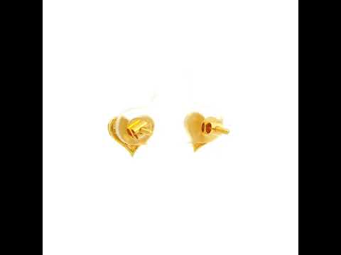 18K Dainty Gleaming Gold Heart Studs for Women