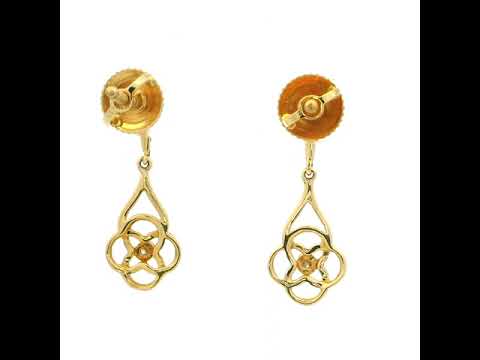 Gold Clover Danglers For Charming Elegance