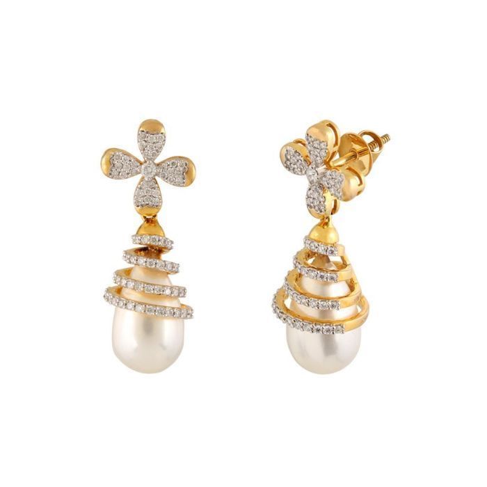 Flopearl Droplets Diamond Earring with Free Gold Coin