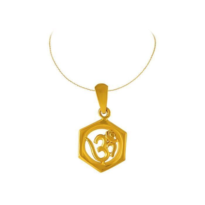 Gold Om Symbol Pendant with Free Gold Coin