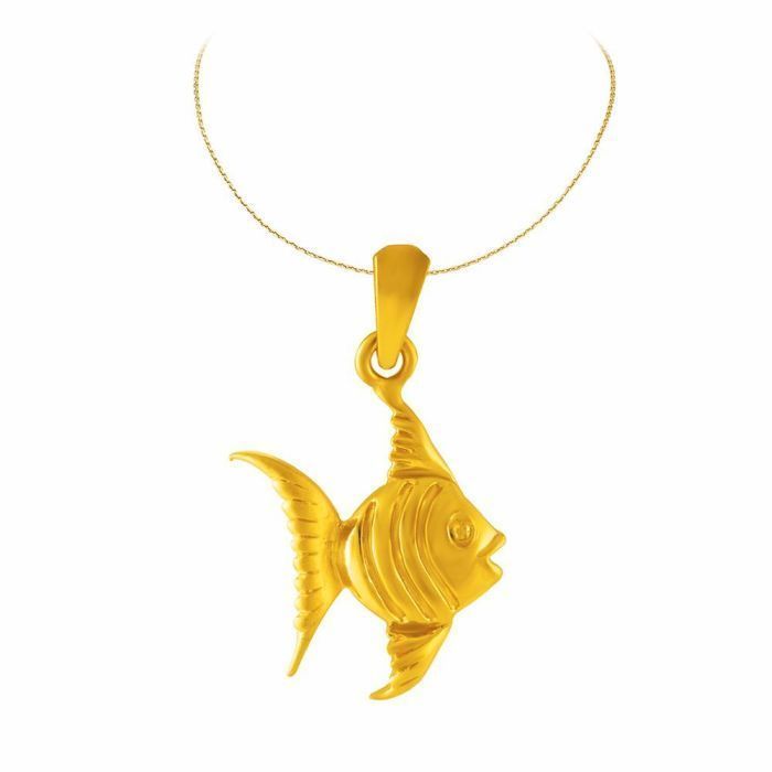 Gold  Trendy Fish Pendant with Free Gold Coin