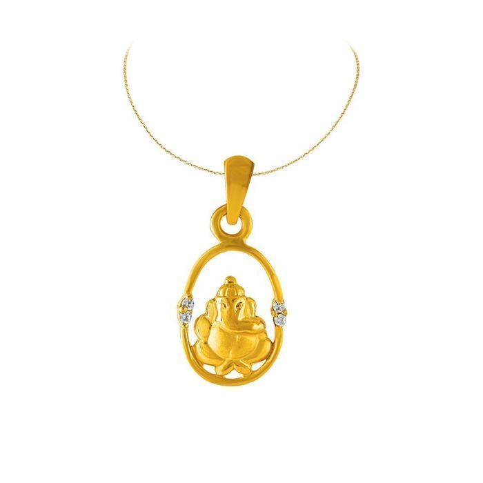 Golden Grace Lord Ganesha Gold Pendant with Free Gold Coin