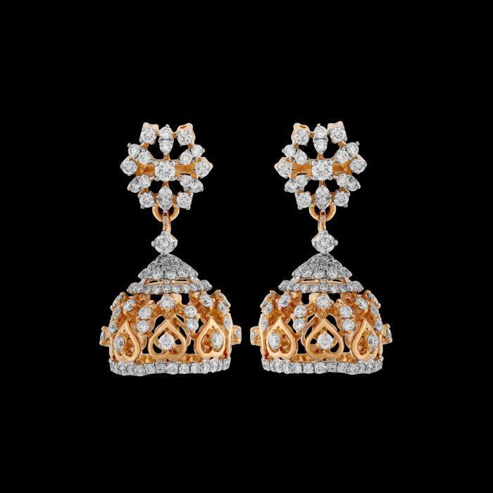 Floral Drip Diamond Jhumkas with Free Gold Coin