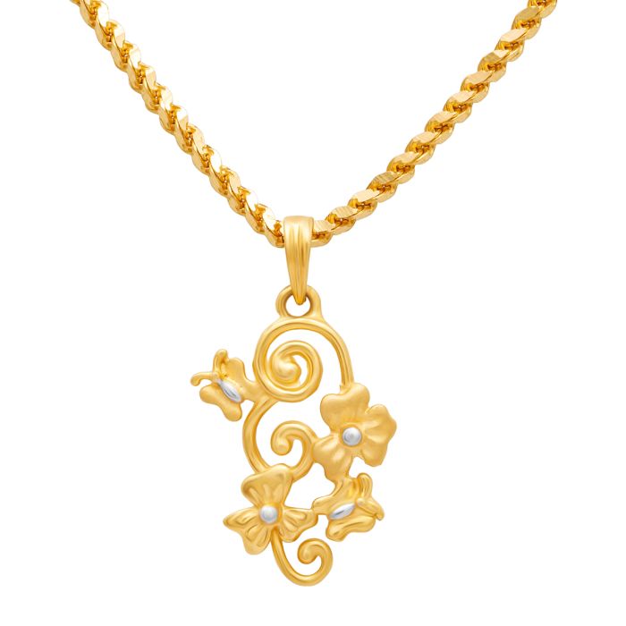 Beautiful Floral Butterfly Pendant with Free Gold Coin