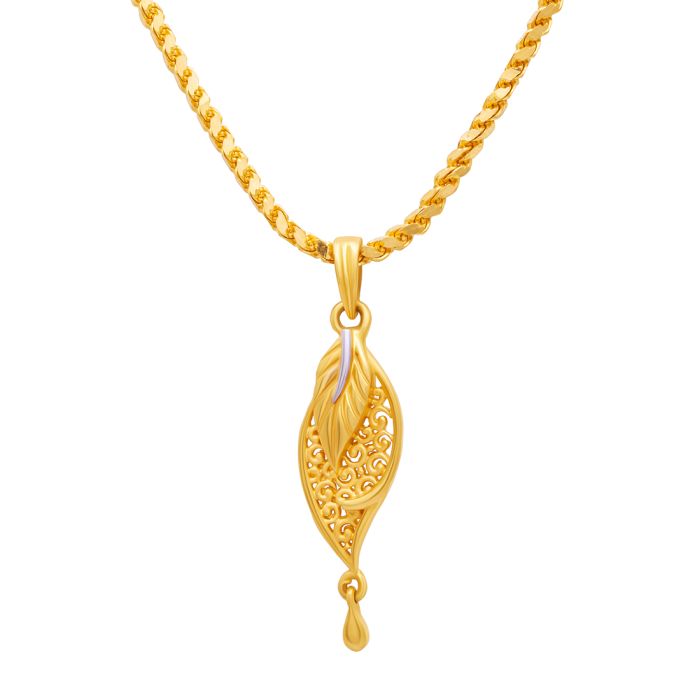 Beautiful Leaf Design Gold Pendant with Free Gold Coin