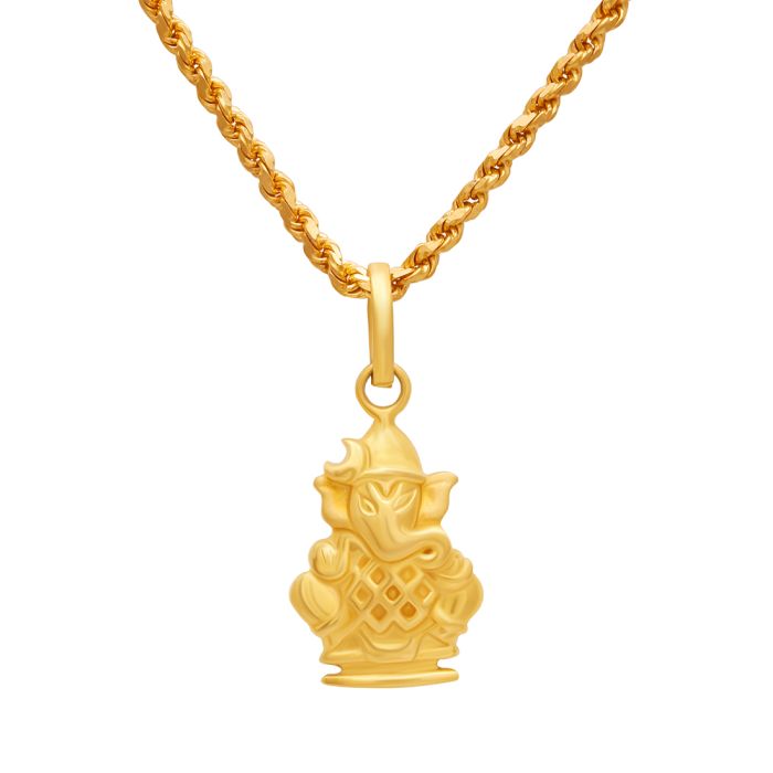 Luxurious Ganesha Gold Medallion Pendant with Free Gold Coin